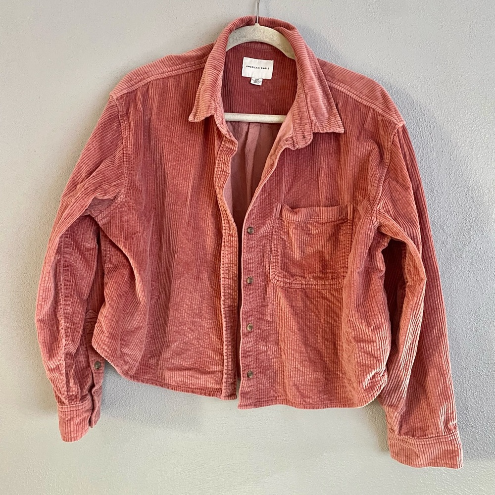 American Eagle Shirt Size Large Corduroy Button Down Womens Lightweight Shacket